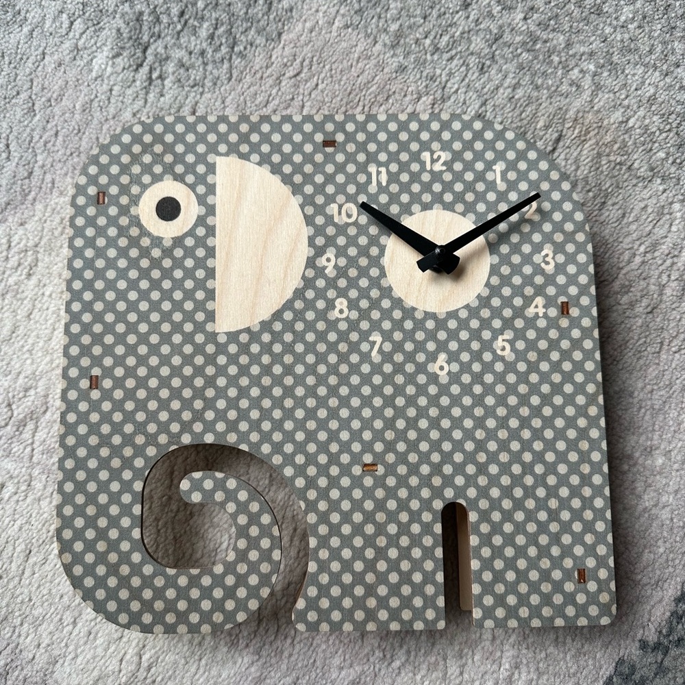Modern Moose polka dot gray elephant clock